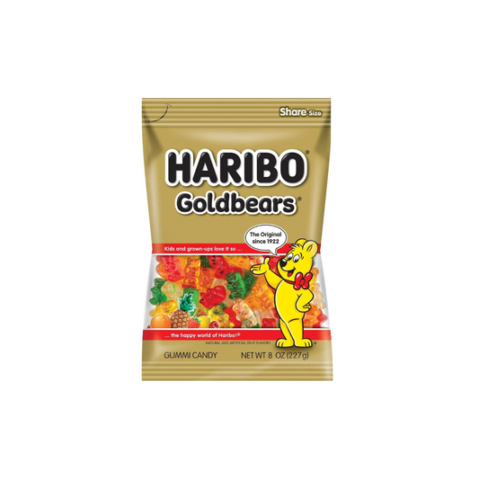 HARIBO Goldbears Original Assorted Fruit Flavor Gummy Candy, 8oz, Share Size Bag