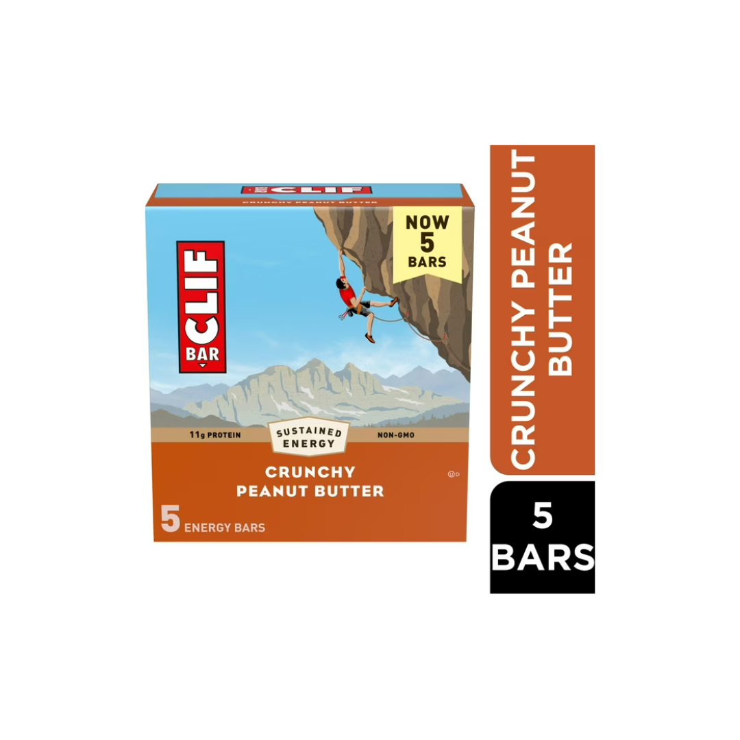 CLIF BAR Crunchy Peanut Butter Energy Bars, Plant Based Protein Bars, 5ct