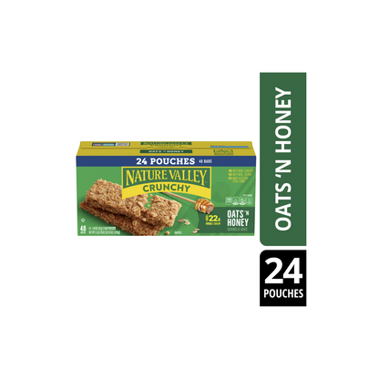 Nature Valley Crunchy Granola Bars, Oats 'n Honey, 48 Bars, 35.76 OZ (24 Pouches)