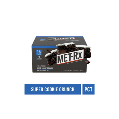 MET-Rx Big 100 Colossal Super Cookie Crunch Protein Bar, 32g Protein, 9 Ct