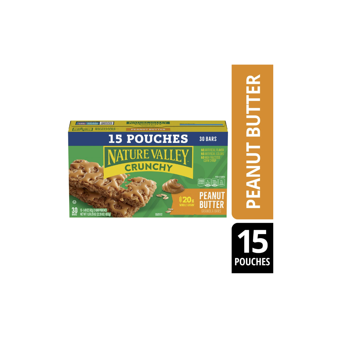 Nature Valley Crunchy Granola Bars, Peanut Butter, 30 Bars, 22.35 OZ (15 Pouches)