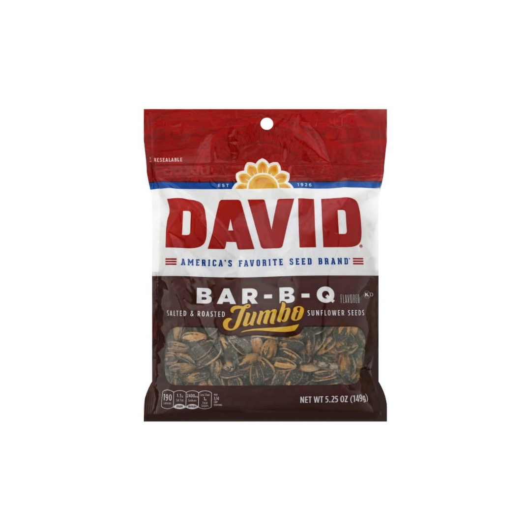David Jumbo Salted & Roasted Bar-B-Q Flavored Sunflower Seeds 5.25 oz