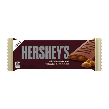 Hershey's Milk Chocolate with Whole Almonds King Size Candy, Bar 2.6 oz